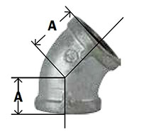 BG Malleable 45 Degree Elbow Diagram